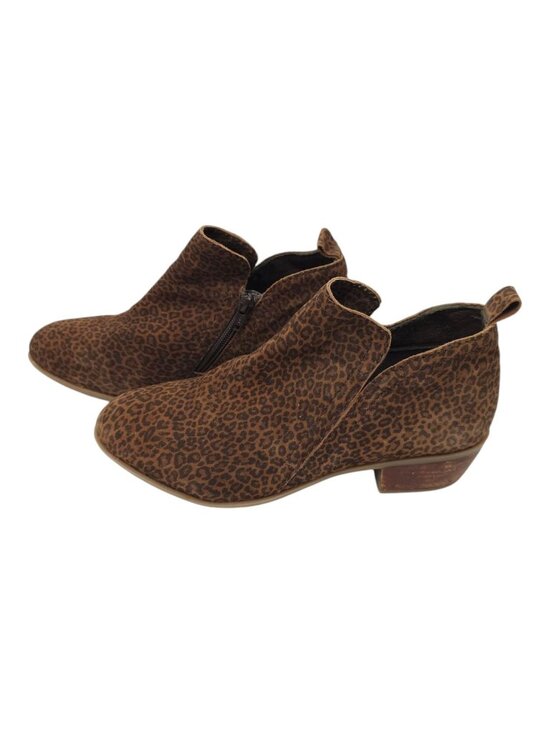Diba Shoes - Diba Leopard Print Ankle Boots Womens 8.5 Brown Side Zip Stacked Heel Bootie